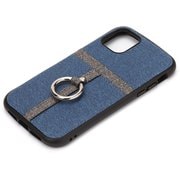 PG-19APT04BL [iPhone 11 Pro用 ポケット&リング付ハイブリッドタフケース デニム調ブルー]