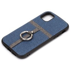PG-19CPT04BL [iPhone 11 Pro Max用 ポケット&リング付ハイブリッドタフケース デニム調ブルー]