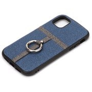 PG-19CPT04BL [iPhone 11 Pro Max用 ポケット&リング付ハイブリッドタフケース デニム調ブルー]