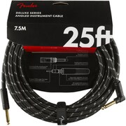 Deluxe Series Instrument Cable, Straight/Angle, 25', Black Tweed