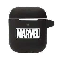AirPods 充電ケース用 シリコンカバー MARVEL ロゴブラック PG-DAPC05MVL