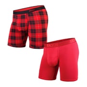 MPWD-DP2 WEEKDAY SOLID×PRINT 2PACK CRIMSON FIRESIDE-PLAID RED XL [アンダーウェア ボクサーパンツ 2パック メンズ XLサイズ]