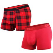 MPWT-TP2 WEEKDAY TRUNKS SOLID×PRINT 2PACK CRIMSON FIRESIDE-PLAID RED L [アンダーウェア トランクスパンツ メンズ Lサイズ]