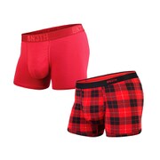 MPWT-TP2 WEEKDAY TRUNKS SOLID×PRINT 2PACK CRIMSON FIRESIDE-PLAID RED XL [アンダーウェア トランクスパンツ 2パック メンズ XLサイズ]