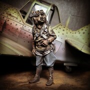 WWZ01 WWII露 熊のパイロット 40mm [レジン製ミリタリー風キャラクターフィギュア]