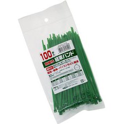 結束バンド 緑100本入 150mm 601-G15
