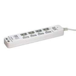 火災防止+USB給電機能付マルチタップ(ほこり防止シャッター付コンセント×4 USBポート×2) PPSR-UTAPS3