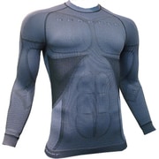POWER VIP Men's T-Shirt LONG SLEEVE ダークグレー S-Mサイズ [スキーアンダーウェア メンズ]