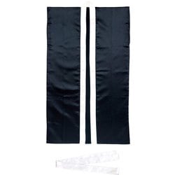 ソフトサテンロングハッピ S 黒/銀襟 (ハチマキ付)