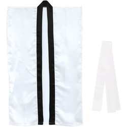 ソフトサテンロングハッピ L 白 (ハチマキ付)