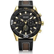 腕時計 MEGIR Analog Leather Watch_GGD-BK-1N3