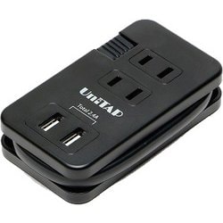 コンパクトUSB2ポート給電機能付マルチタップ ブラック PPSR-UTAP10BK