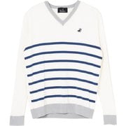 QSM02BOWM [19AW Paradiso ボーダー柄 長袖セーター メンズ Mサイズ オフホワイト]
