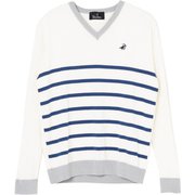 QSM02BOWL [19AW Paradiso ボーダー柄 長袖セーター メンズ Lサイズ オフホワイト]