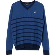 QSM02BRBM [19AW Paradiso ボーダー柄 長袖セーター メンズ Mサイズ ロイヤルブルー]