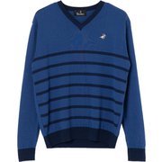 QSM02BRBL [19AW Paradiso ボーダー柄 長袖セーター メンズ Lサイズ ロイヤルブルー]