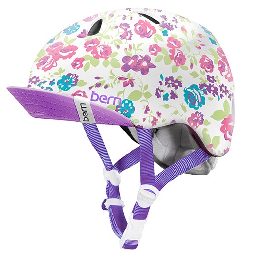 バーン bernNINA BE-VJGSWFV-12 SATIN WHTITE FLORAL VISOR S-Mサイズ 安全規格 CEマーク [子供用 ヘルメット 対象年齢：2歳～6歳]