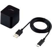 USB AC充電器 MPA-ACC12シリーズ 12W USB-A×1 USB-C端子ケーブル付き(長さ1.5m) おまかせ充電対応 スイングプラグ採用 ブラック MPA-ACC12BK