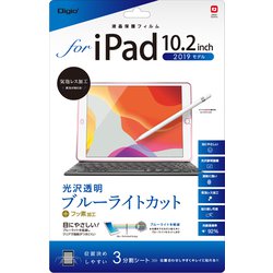 iPad 10.2インチ 2021年モデル/2020年モデル/2019年モデル用 フィルム 光沢透明ブルーライトカット TBF-IP19FLKBC