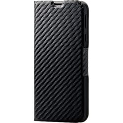 PM-AQS3PLFUCB [AQUOS sense3/AQUOS sense3 lite/Android One S7/ソフトレザーケース/薄型/磁石付/カーボン調（ブラック）]