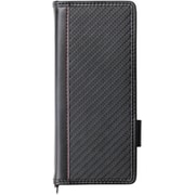 PG-XP5FP04BK [Xperia5用 フリップカバー PUレザー カーボン調ブラック]