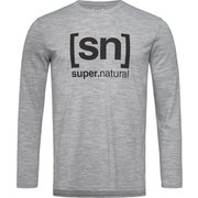 M ESSENTIAL I.D. LS メンズ長袖クルーネック sn ロゴTee Tシャツ SNM012270 H83_グレー Sサイズ [アウトドア カットソー メンズ]