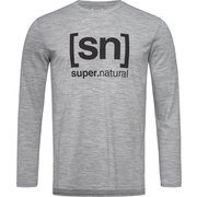 M ESSENTIAL I.D. LS メンズ長袖クルーネック sn ロゴTee Tシャツ SNM012270 H83_グレー Mサイズ [アウトドア カットソー メンズ]