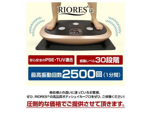 RIORES(リオレス) ブルブル振動マシン ボディーシェイカープロ 最高振動回数約2500回(1分間) 振動レベル30段階 PSE認証済み  (ブラック) 正規販売店TOYTOY(トイトイ)
