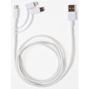 Mfi認証品 3in1マルチケーブル(micro/Type-C/Lightning) 100cm ホワイト QS-0401WH