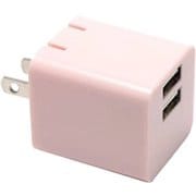 Type-Cコネクタ ACアダプタ USB2ポート 2.4A ピンク QTC-023PK