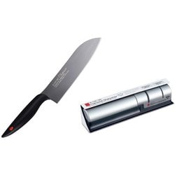 霞 三徳包丁グレー + シャープナー 32018