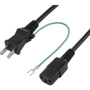 AC電源ケーブル 1m 片側アース端子付き2ピンプラグ 3P-2P電源コード PXTJ1011M