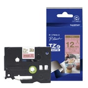ラベルライターピータッチ用 リボンテープ 12mm ピンク 文字色ゴールド TZe-RE34
