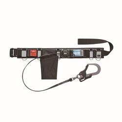 BSOKMJDWS [補BS安全帯 ワンタッチ1200mm 剣アルミ 自在環付き D環 じゃばら 黒-反射シルバーライン]