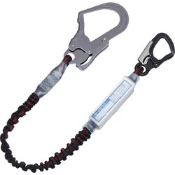 2丁掛ジャバラ剣スチール ペダルフックランヤード 黒-反射シルバーライン 1700mm