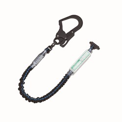 シングルジャバラ剣スチール小フックランヤード 黒-反射シルバーライン 1700mm