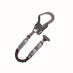 2丁掛ジャバラ剣フック自在環付きペダルフックランヤード 黒-青ライン 1700mm