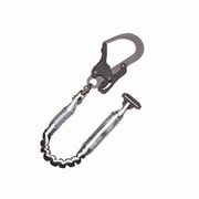 2丁掛ジャバラ剣フック自在環付きペダルフックランヤード 黒-反射シルバーライン 1700mm