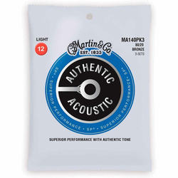 Martin（マーチン） アコースティックギター弦 Authentic Acoustic SP 80/20 Bronze MA-140PK3 Light（12-54） 3セットパック MA-140PK3（3Pack） ライト
