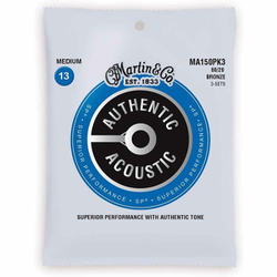Martin（マーチン） アコースティックギター弦 Authentic Acoustic SP 80/20 Bronze MA-150PK3 Medium（13-56） 3セットパック MA-150PK3（3Pack） ミディアム