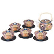 919087 [錦金爛手 茶托付番茶器揃]