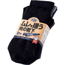 ユニワールド ムレを嫌う男の靴下 5本指カカト付 ブラック 4足組 WS945