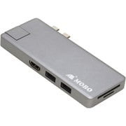 Dual USB-C Dock + LAN MacBook Pro専用 HDMI/USB-C/USB-A/Gigabit LAN/SD・MicroSDカードスロットを増設 スペースグレイ AM-TC2D02SG
