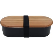 HANAKO 木蓋つきフードボックス ステンレス 小判型/黒