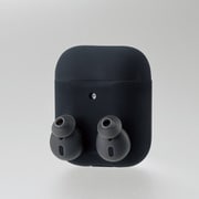 無線充電 AirPods対応 イヤホンカバー付 シリコンケース ブラック AVA-APSCIBK