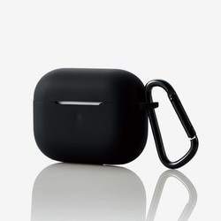 AirPods Pro対応 コネクタキャップ/カラビナ付 シリコンケース ブラック AVA-AP2SCBK