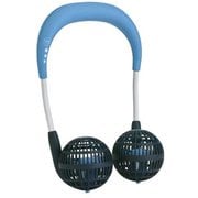 首掛け扇風機(ネックファン) WFan(ダブルファン) ハンズフリーキッズ 風量1段階 乾電池式 アクアブルー DF204K-AB