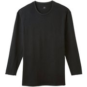 YV0708 9分袖 シャツ ブラック LL [YG（ワイジー） ダブルホット クルーネック9分袖シャツ メンズ]