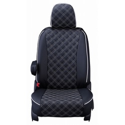 ED-6515 [シートカバー 全席セット タント/タントカスタム/シフォン/シフォンカスタム キルティング ブラック×ホワイトステッチ]