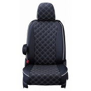 ED-6515 [シートカバー 全席セット タント/タントカスタム/シフォン/シフォンカスタム キルティング ブラック×ホワイトステッチ]